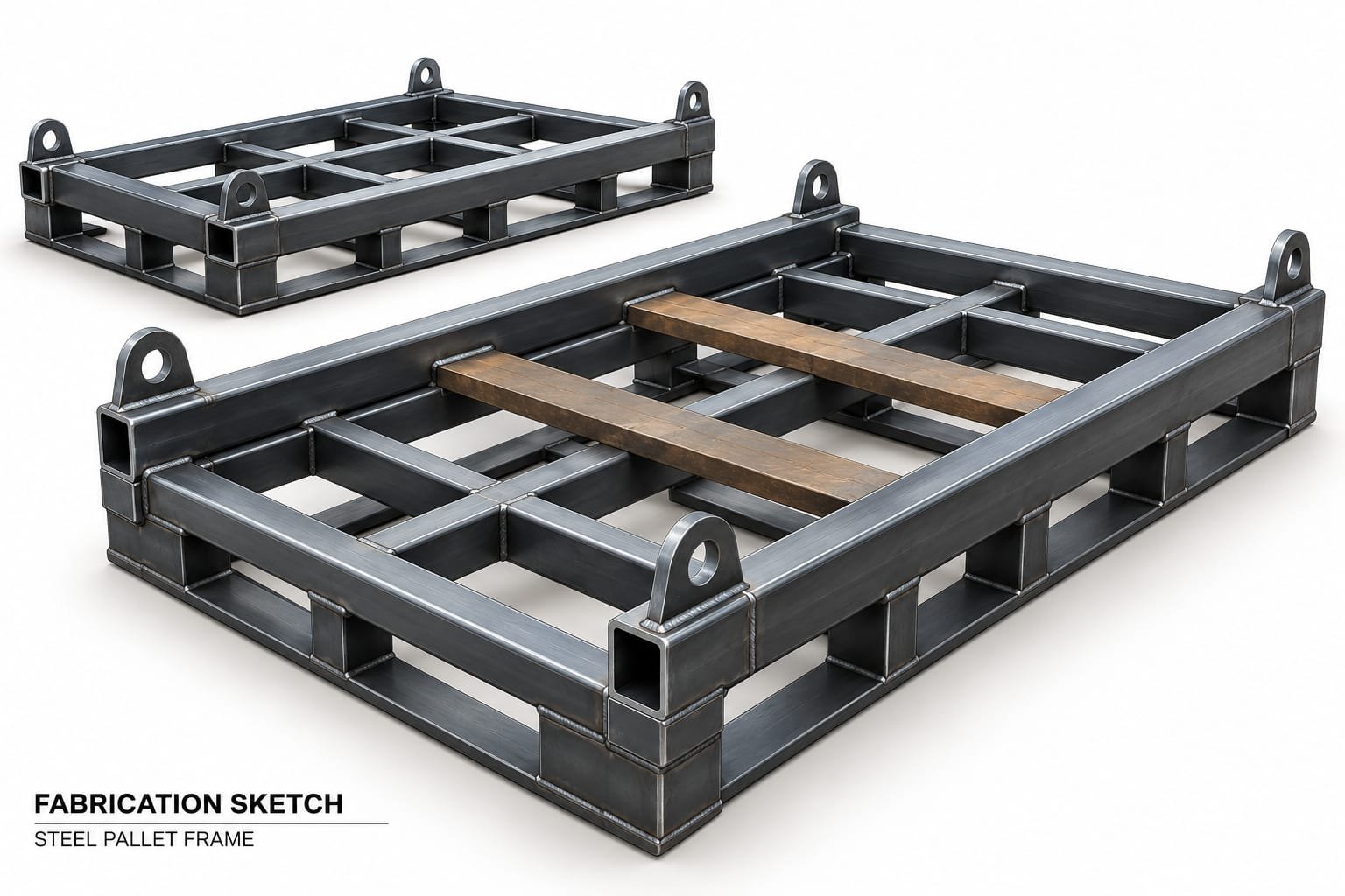 Heavy-Duty Steel Pallet Skid Frame