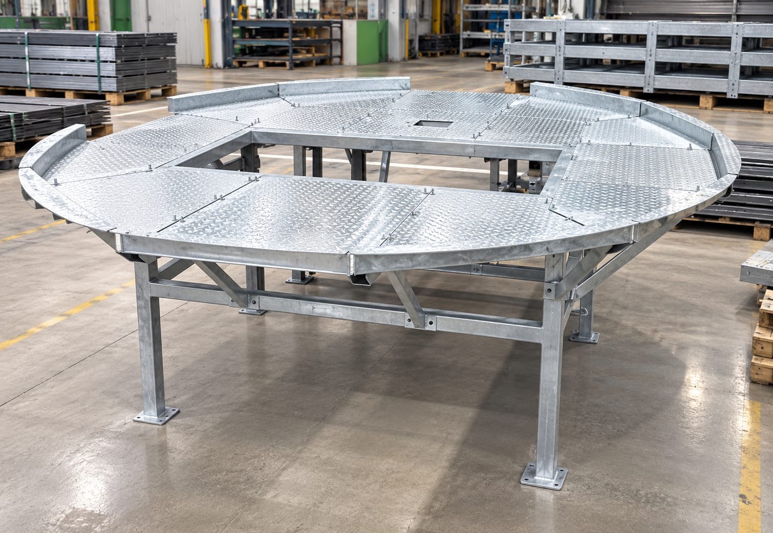 Circular Landing Platform Trial Assembly on Workshop Stand