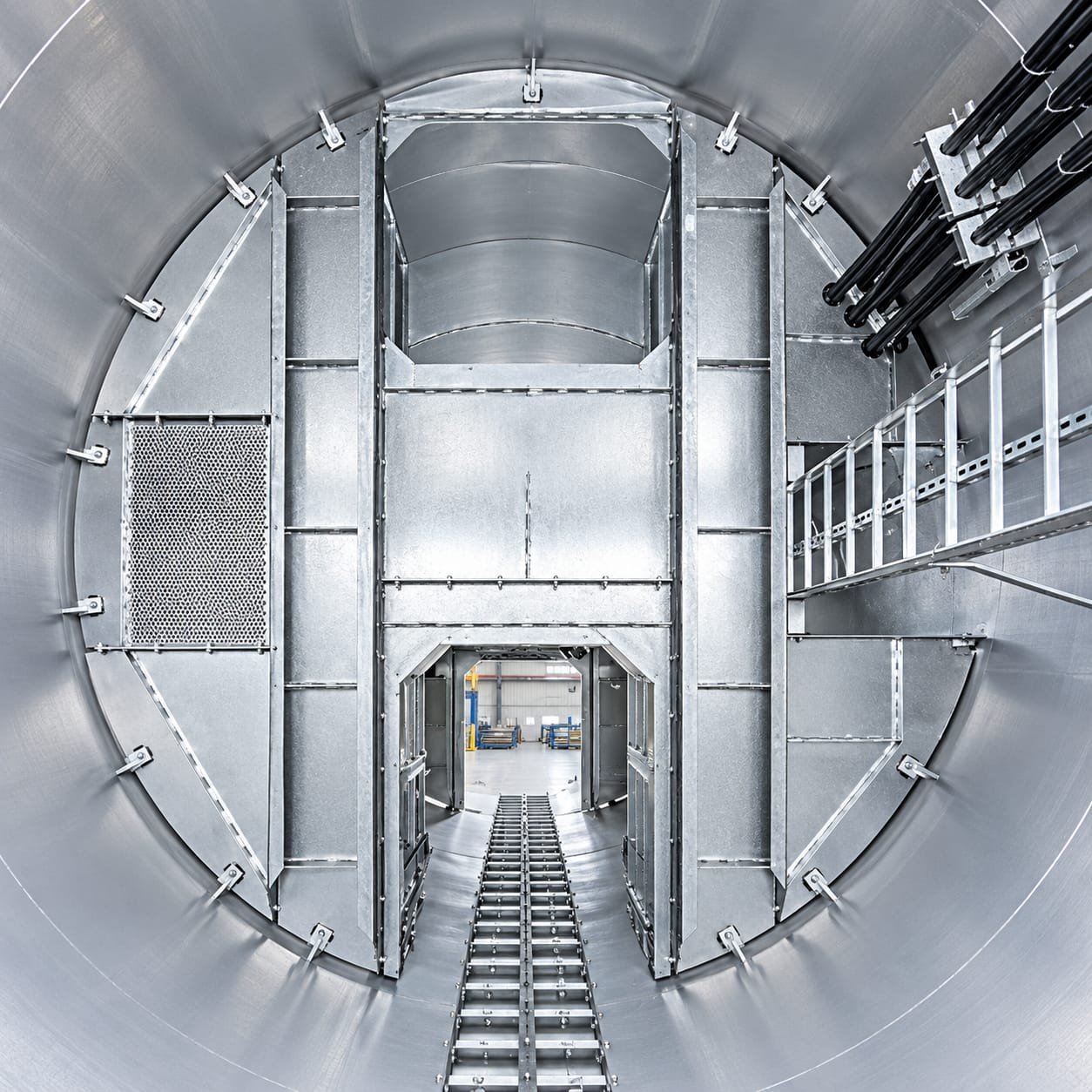 Horizontal Tower Shell Platform & High-Voltage Cable Runs