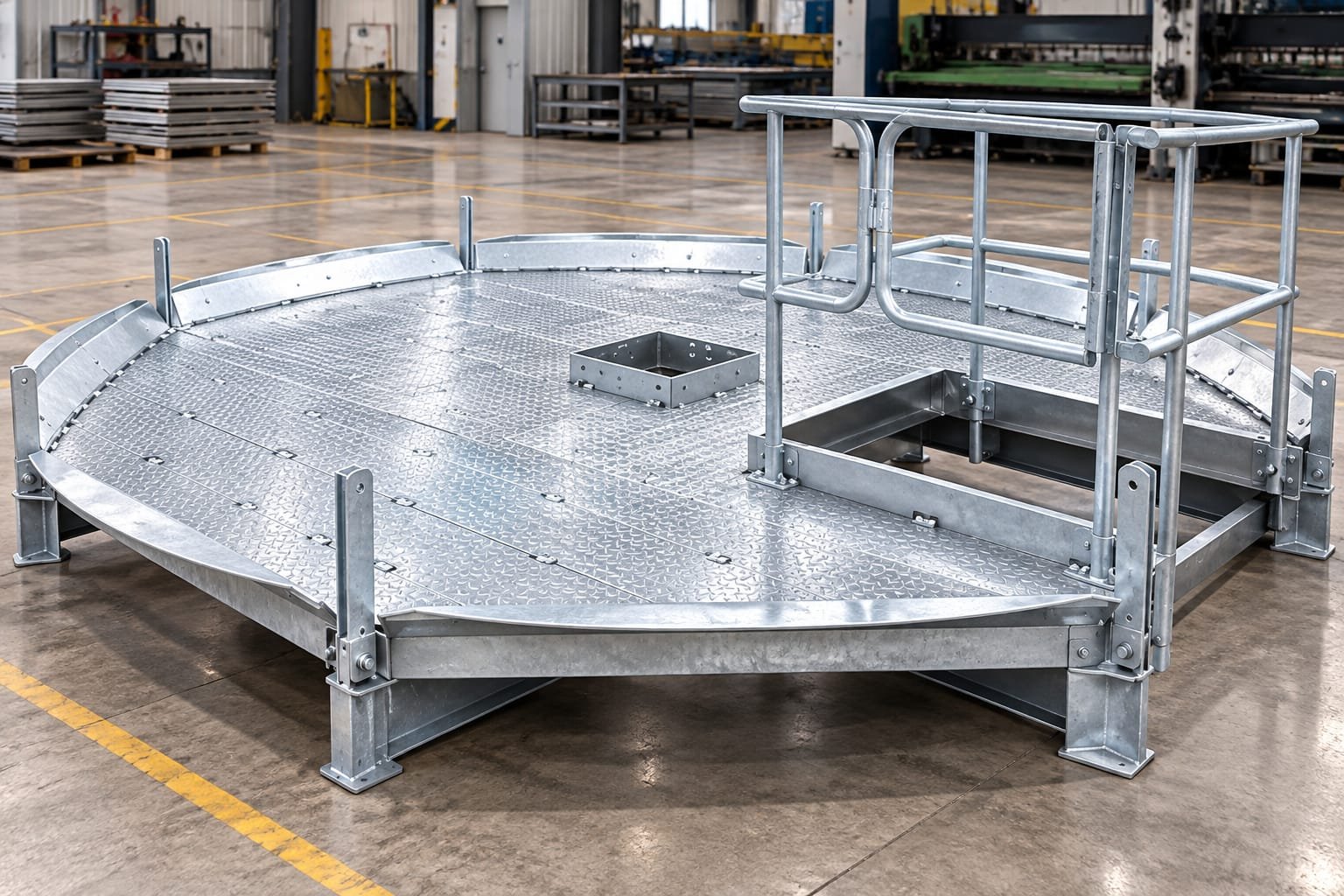 Landing Platform with Safety Handrails & Self-Closing Swing Gate